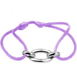 Gevlochten armband van paars touw met 925 zilveren schakels, 13 tot 26cm. - 3200750