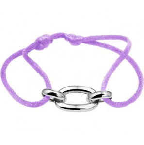 Gevlochten armband van paars touw met 925 zilveren schakels, 13 tot 26cm. - 3200750