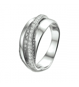 Zilver RH damesring met zirconia's mt 19¼ - 3220222