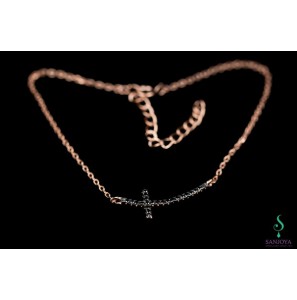 Sanjoya New York armband rosé met een kruisje van zwarte zirconia's - 3162809