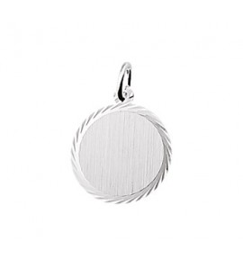Zilver Graveer hanger rond mat diamante 16 mm - 3210278