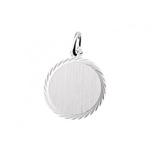 Zilver Graveer hanger rond mat diamante 16 mm - 3210278