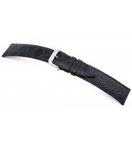 Happel Lederband Bahia 16 mm ociaanblauw met crocoprint - 3222014