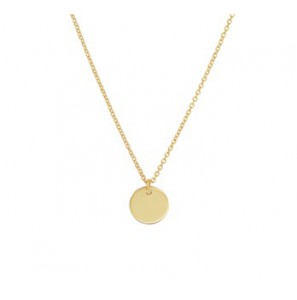 Geelgoud op 925 zilveren collier met hanger  rondje 10 mm. 40-45 cm. Geen garantie op plating. - 3202076