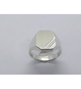 Zilver herenring achtkant 10x13 mm mt. 19 - 3222562