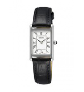 Seiko dames ss zwart leer wit WR - 3212042