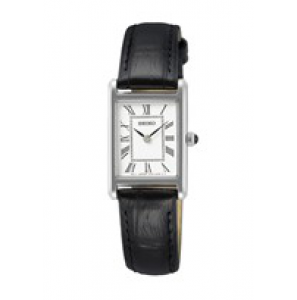 Seiko dames ss zwart leer wit WR - 3212042