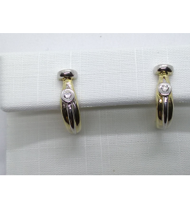 Goud oorknop bicolour met 2x 0.03 crt - 3211448
