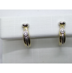 Goud oorknop bicolour met 2x 0.03 crt - 3211448