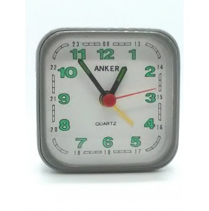 Anker quartz wekker 6x6 cm grijs/blauw - 9811