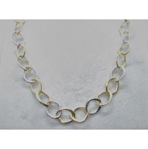 Goud collier bicolour fant. ringen vervormd 50 cm - 3210484