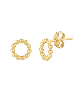 Geelgouden oorknop openrondje bolletjes 7 mm - 3202084