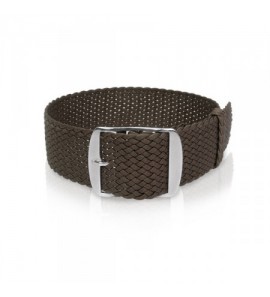 Perlon band donker-bruin sluiting wit 20 mm - 3193233