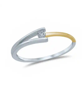 Goud bicolour dames ring V-model 0.05 crt. mt. 16¢ - 3210579