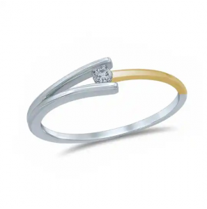Goud bicolour dames ring V-model 0.05 crt. mt. 16¢ - 3210579