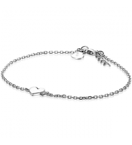 Zinzi zlv. armband met hartjes 1x glad 1x zirc. - 3210904