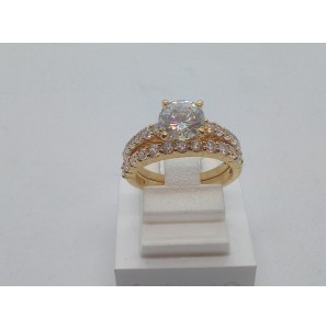 Double dames ring met zirkonia  2 delg. - 3112689