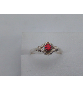 Zilver kinderring met rood steentje - 3102103