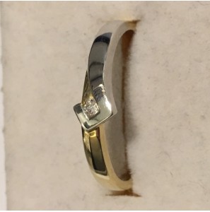 Jeunesse dames ring bicolour met diam 0.03 crt mt. 18 - 3097358