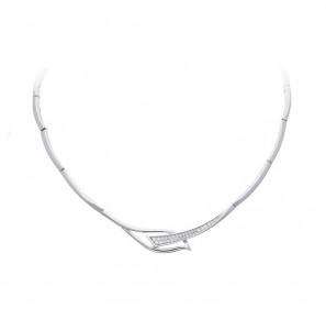 Zilv. choker RH glans met zirconia 42 cm - 3202260