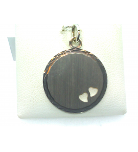 Zilver graveerplaar rond met 2 hartjes 20 mm - 3071953