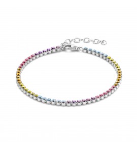 Zilver RH Tennis armband zirkonia multi kleur 2.8 mm 16+3 cm - 3223688