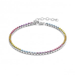 Zilver RH Tennis armband zirkonia multi kleur 2.8 mm 16+3 cm - 3223688