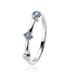 Zinzi zlv. ring rond/VK/druppel blauw/zirc. mt. 54 - 3201340