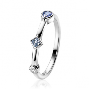 Zinzi zlv. ring rond/VK/druppel blauw/zirc. mt. 54 - 3201340