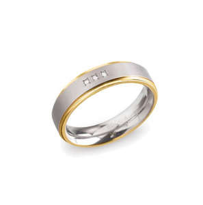 Boccia ring 0134-0455 bicolour met briljant 0,015 - 3220166