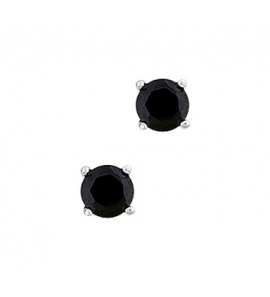 Zilver RH oorknop 4pt met zwarte zirkonia rond 5 mm - 3131880