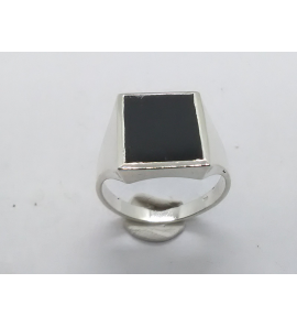Zilver heren ring met onix rechthoek mt 19¾ - 3222023