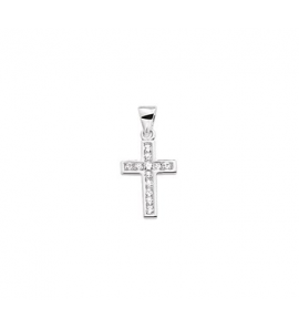 Zilveren hanger RH kruisje 12x20 mm met zirconia - 3160693