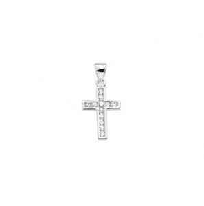 Zilveren hanger RH kruisje 12x20 mm met zirconia - 3160693
