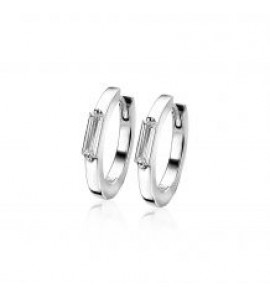 ZINZI  zlv. klapcreolen rechthoek zirconia&#39;s 17x3 mm - 3201333