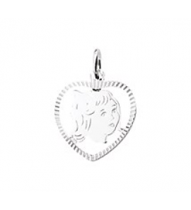 Zilver kinderkopje piekhaar in hart 16 mm meisje - 3114069