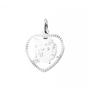 Zilver kinderkopje piekhaar in hart 16 mm meisje - 3114069
