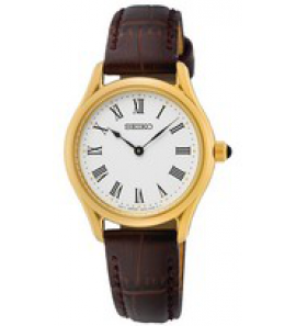 Seiko dames double bruin leder wit 50m - 3220212