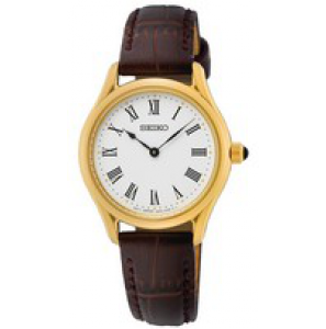 Seiko dames double bruin leder wit 50m - 3220212
