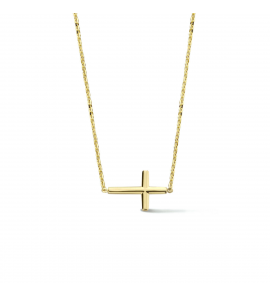 Goud anker collier met kruisje 42-45 cm - 3220098