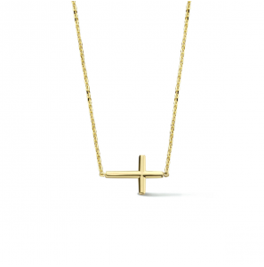 Goud anker collier met kruisje 42-45 cm - 3220098