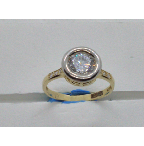 Goud dames ring bicolour met zirkonia mt. 16¢ - 3210573