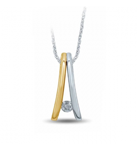 Goud bicolour hanger V model met 0.04 crt. - 3210582