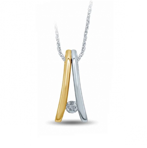 Goud bicolour hanger V model met 0.04 crt. - 3210582