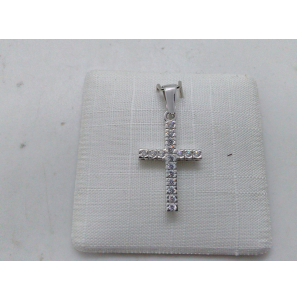 Witgoud hanger kruis met zirkonia 18x11 mm - 3210592