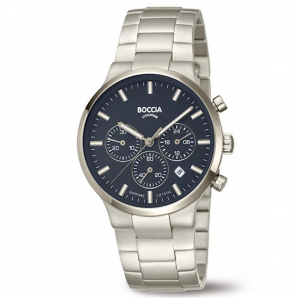 Boccia heren horloge chrono blauwe wp. - 3210665