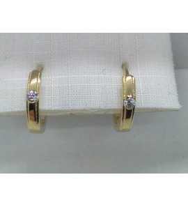 Goud klap-creolen bewerkt met zirkonia  13.5x2 mm - 3210600