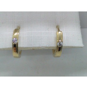 Goud klap-creolen bewerkt met zirkonia  13.5x2 mm - 3210600