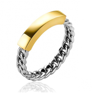ZINZI zilv. ring gourmet met gg plaatje maat 54 - 3210613
