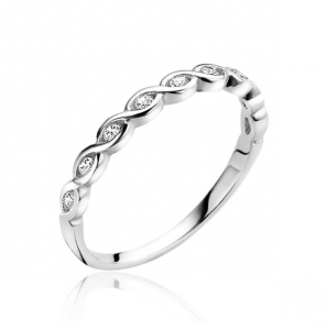 ZINZI zilveren aanschuifring zig-zag met zirconia's maat 50 - 3210647